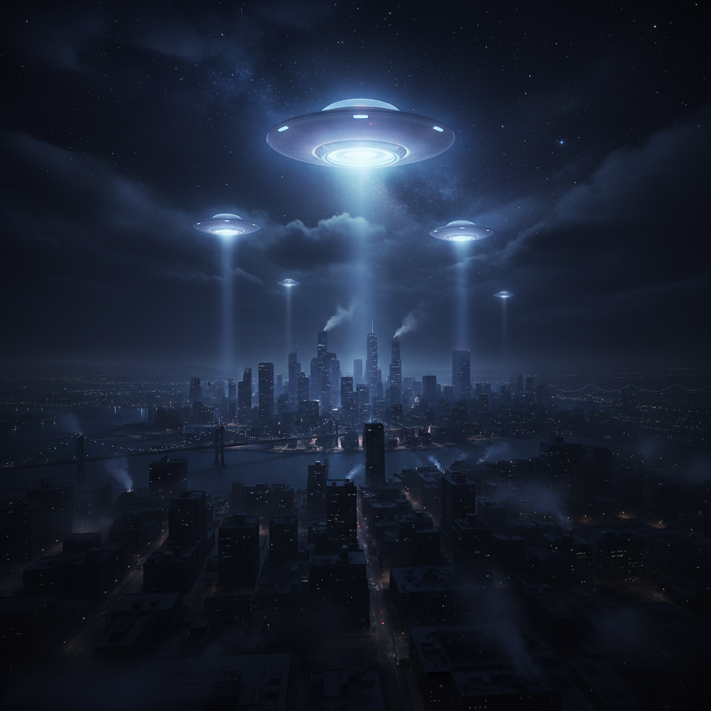 空に浮かぶ謎の光