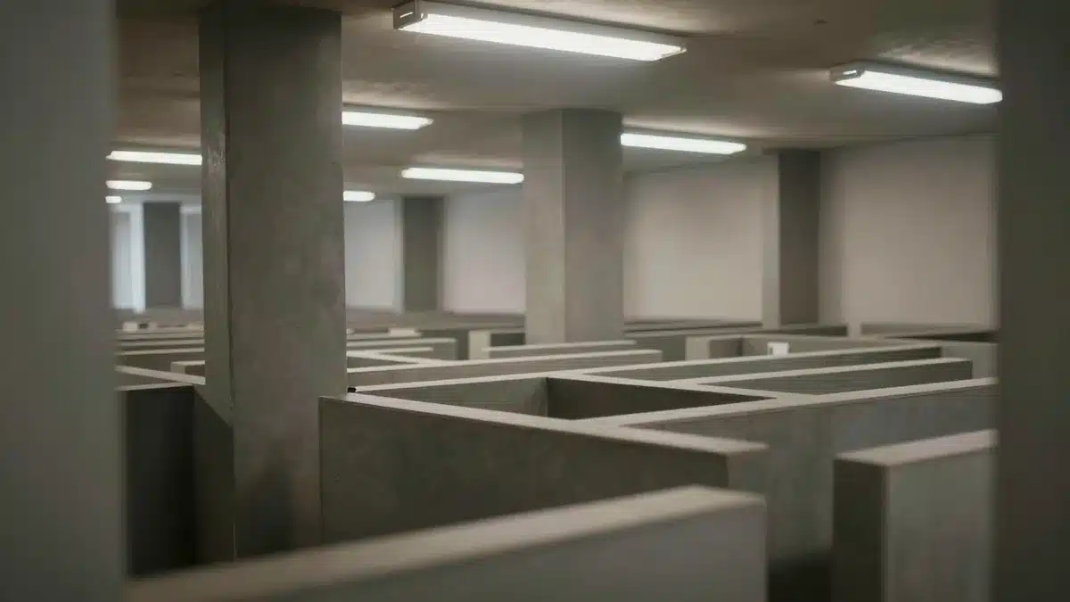 Backroomsの階層構造（複数のドアと無限の廊下）のイメージ